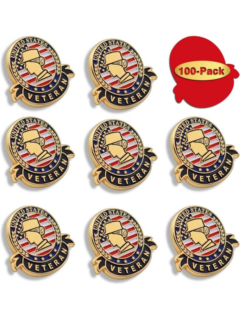 Patriotic Veteran Pins - American Flag Lapel Pin Set for Memorial Day & Gifts